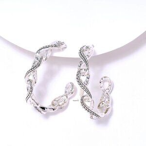 John Hardy JAI Infinity Hoop Sterling Silver Earrings 1-1/4" NIB